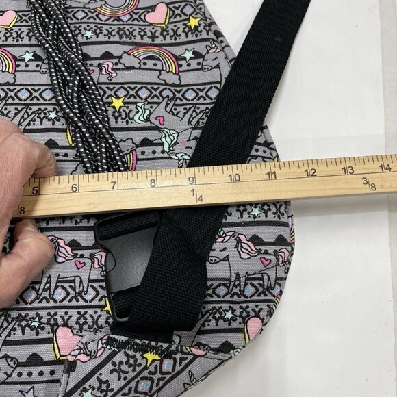 Unionbay Crossbody Sling Shoulder Backpack Bag Gray Unicorns Rainbows‎ Hearts - Picture 8 of 9